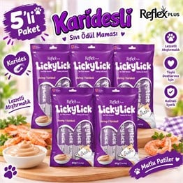 Reflex Plus LickyLick Karidesli Sıvı Ödül Maması  5li PAKET