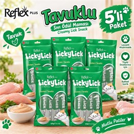 Reflex Plus LickyLick Tavuklu Sıvı Ödül Maması 15 gr 5li PAKET