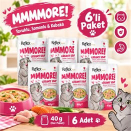 Reflex Plus Mmore Tavuklu,Somonlu ve Kabaklı Kremalı Kedi Çorbası 40 Gr*6lı SET
