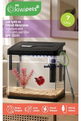 Tiny Kiwipets KPF-10591 LED Işıklı Akvaryum Filtreli USB Aydınlatma Kompakt Tasarım