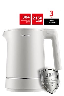 Toshiba Cool Touch Gizli Rezistanslı 1.5 L Beyaz Su Isıtıcı Kettle KT-15PS1VME(W)