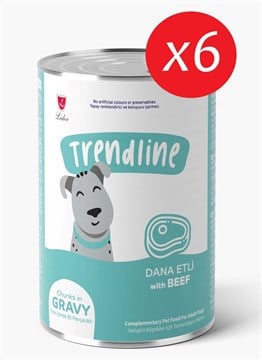 Trendlıne Konserve Sos İçinde Et Parçacıklı Dana Etli Yetişkin Köpek Maması 400 G*6 Adet