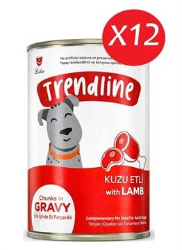 Trendlıne Konserve Sos İçinde Et Parçacıklı Kuzu Etli Yetişkin Köpek Maması 400 G*12 Adet