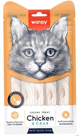 Wanpy Tavuk-Yengeç Krema Kedi Ödül Maması 5x14 Gr
