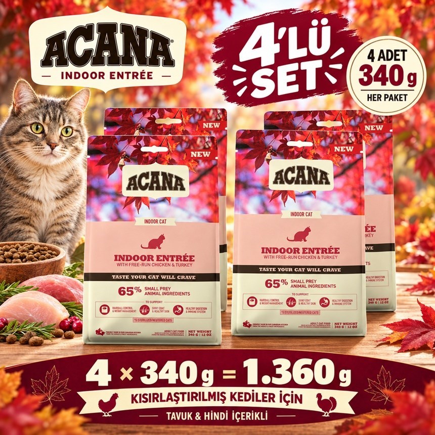 Acana Indoor Entree Sterilised Kedi Maması 340gr 4lü SET