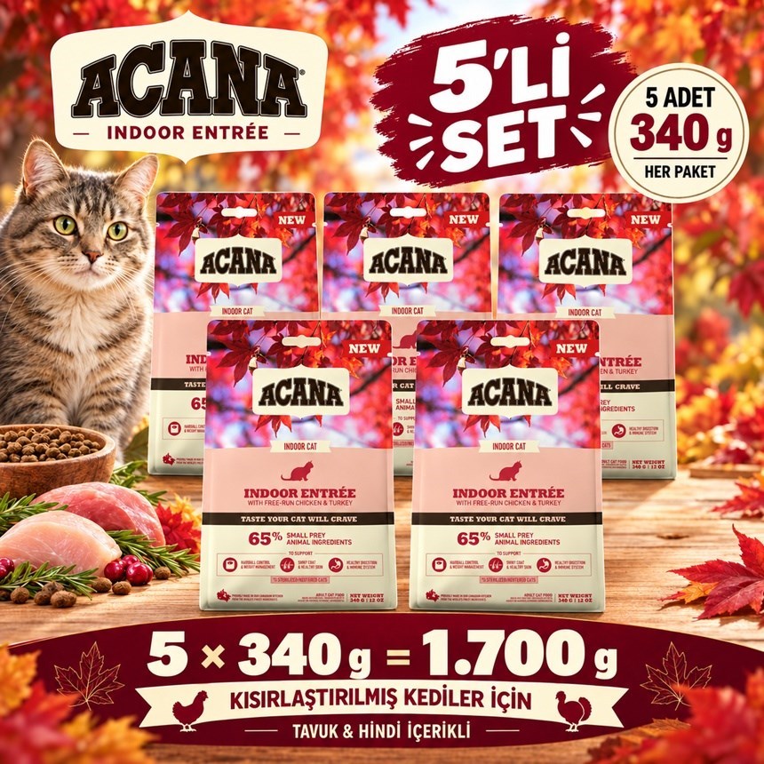 Acana Indoor Entree Sterilised Kedi Maması 340gr 5li SET