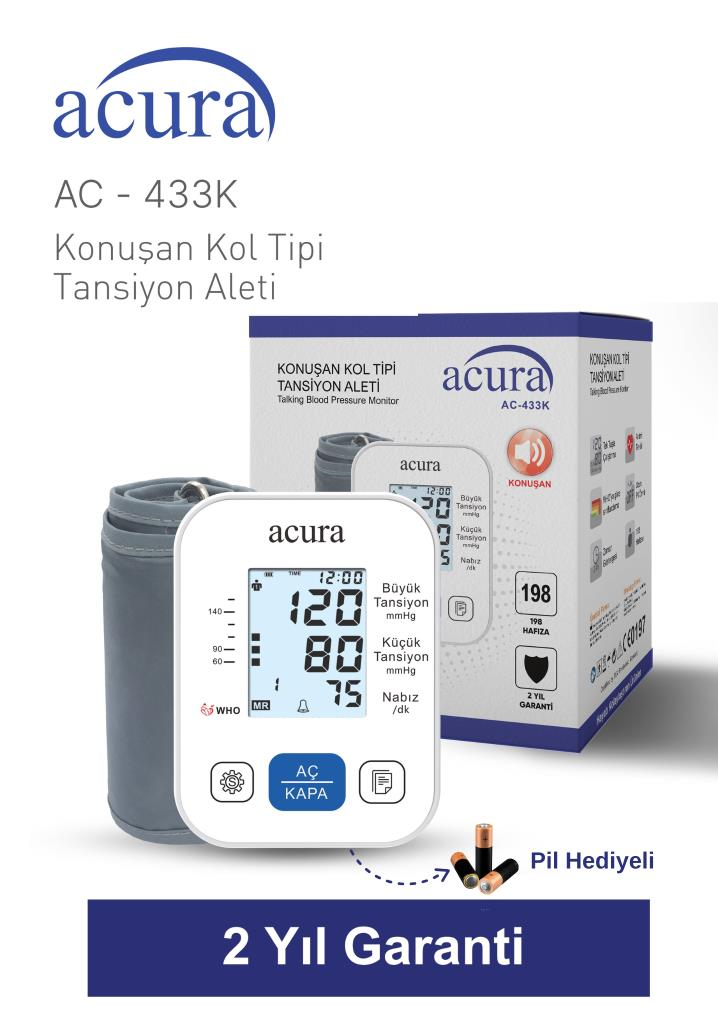 Acura Ac-433 K Geniş Ekranlı Türkçe Konuşan Tansiyon Aleti