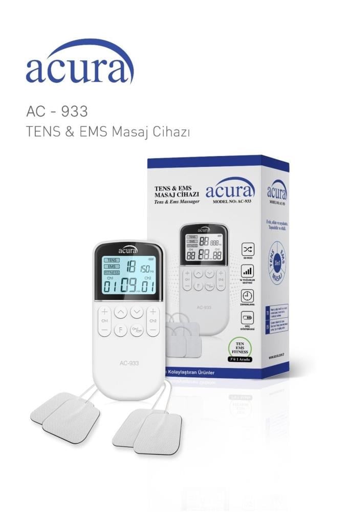 Acura AC-933 Çift Kanallı 50 Programlı Profesyonel Tens Cihazı