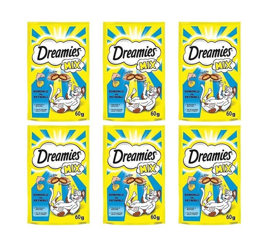 Dreamies Mix Somonlu ve Peynirli Kedi Ödülü 6 Adet x 60 Gr