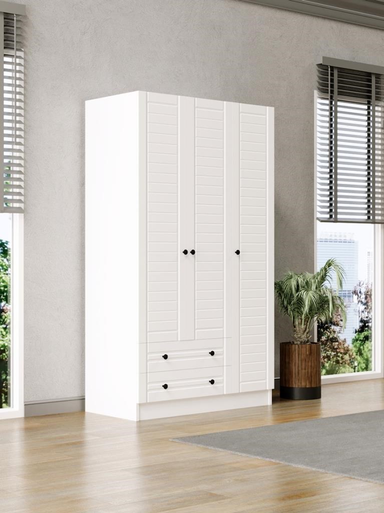 Elegante Modern Tasarımlı Membran Kapaklı 3 Kapılı Gardırop (50 cm Derinlik)