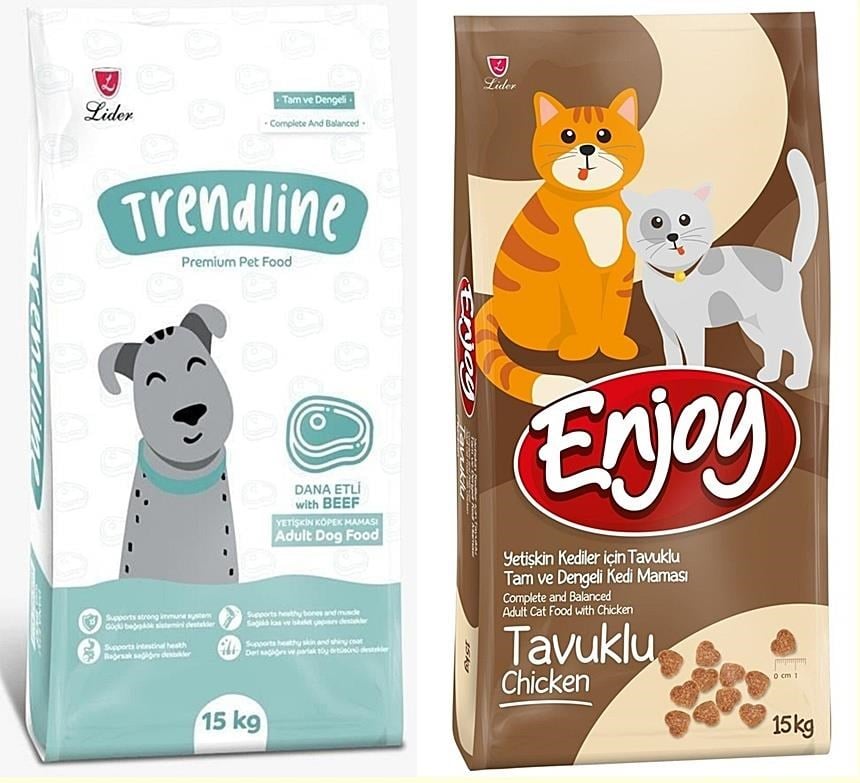 Enjoy Yetişkin Kedi & Trendline Yetişkin köpek Maması 15 Kg 2'li set