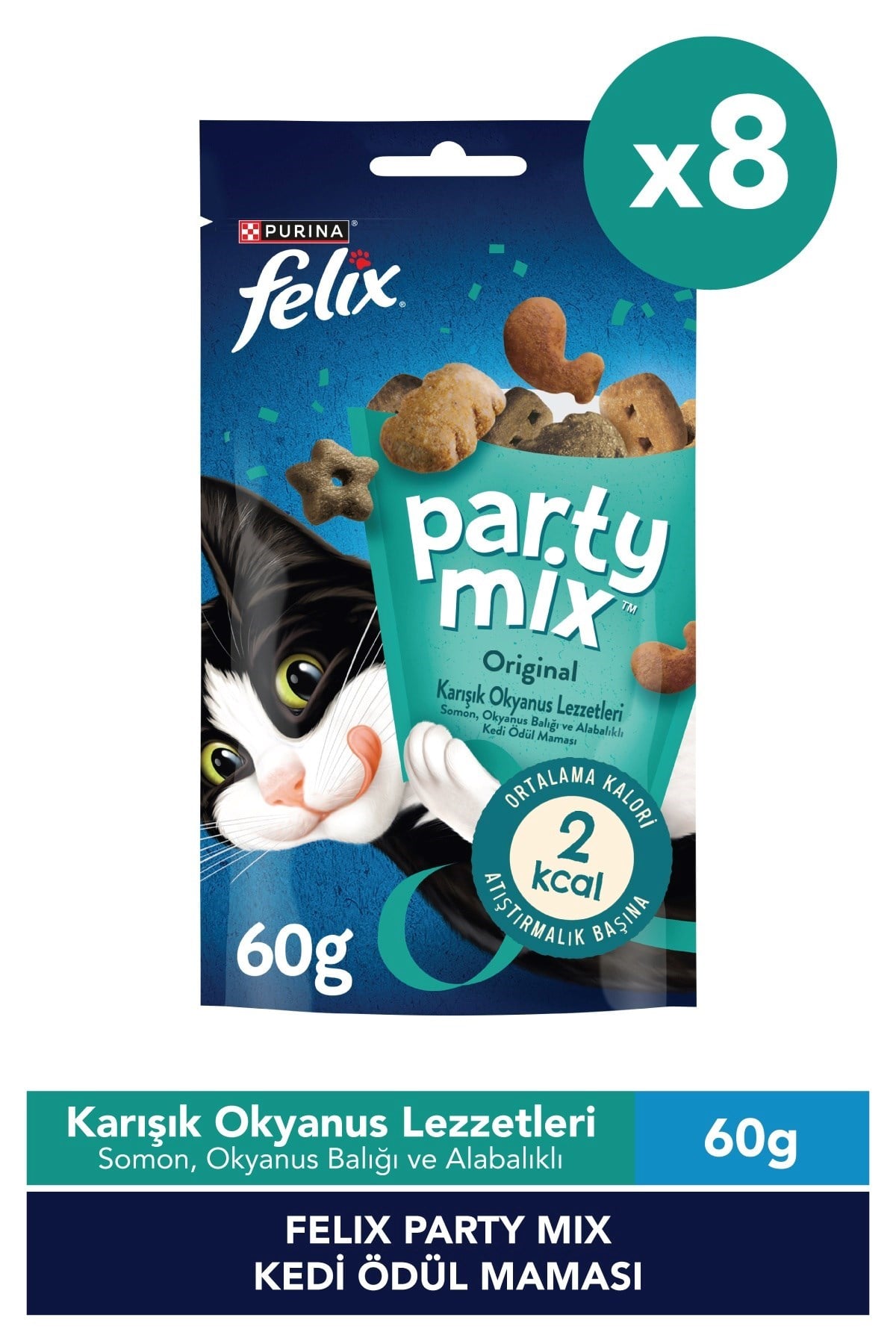 Felix Party Mix Karışık Okyanus Lezzetleri Kedi Ödül Maması 8x60gr
