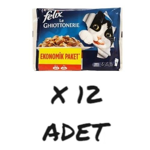 Felix Sığır ve Tavuk Etli Yetişkin Yaş Kedi Maması 4x85gr X 12 Adet