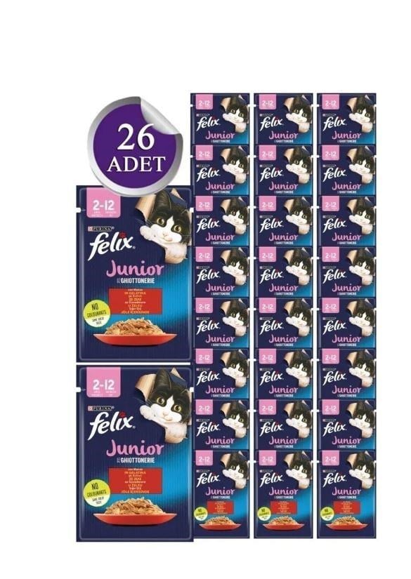 Felix Yavru Sığır etli Yaş Kedi Maması 26 Adet X 85 