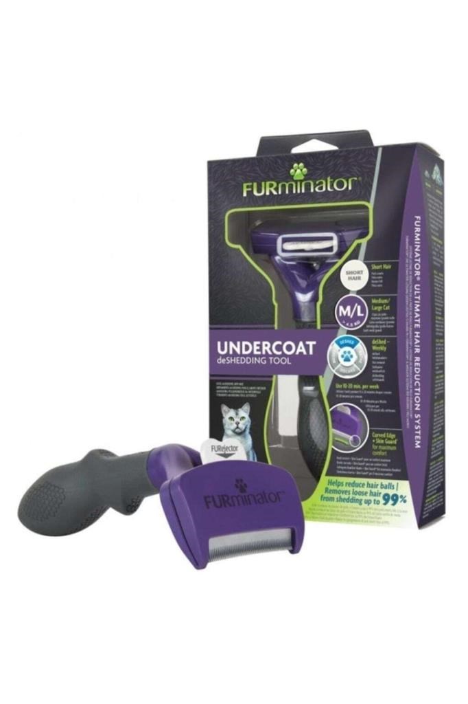 Furminator Kedi Tarağı - Kısa Tüylü Kediler için - L