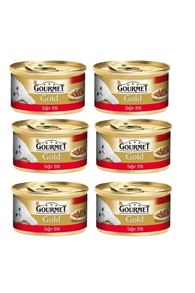 Gourmet Gold Parça Etli, Sığır Etli Yaş Kedi Konservesi 85 gr 6 Al 5 Öde
