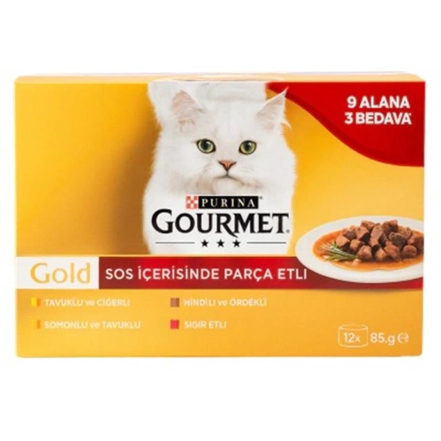 Gourmet Gold Soslu ParçaYetişkin Kedi Konservesi 12 Adet x 85 Gr