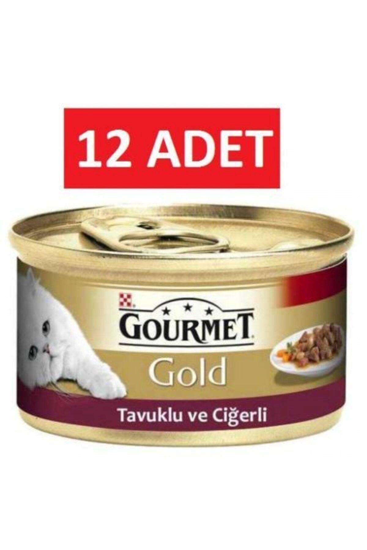 Gourmet Gourmet Gold Parça Etli Tavuk Ciğer Kedi Konservesi 12 Adet 85 gr Yaş Mama