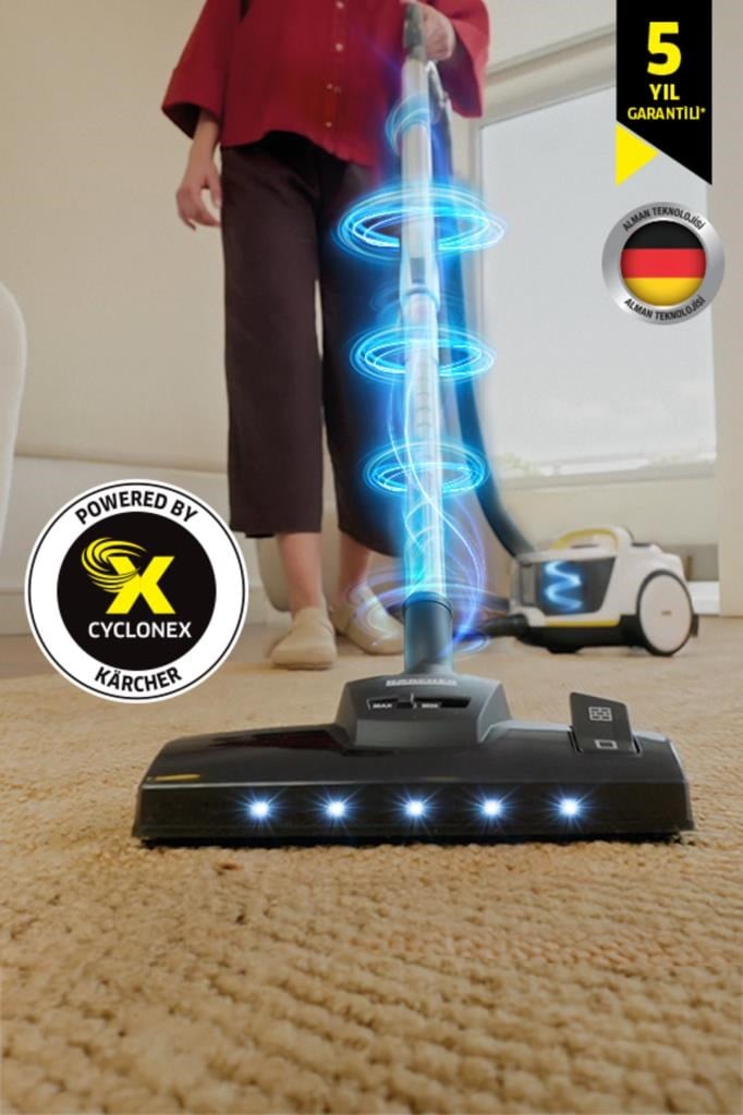 Karcher VCC 6 CycloneX DualControl B&W Toz torbasız Turbo ve LED Başlıklı Süpürge