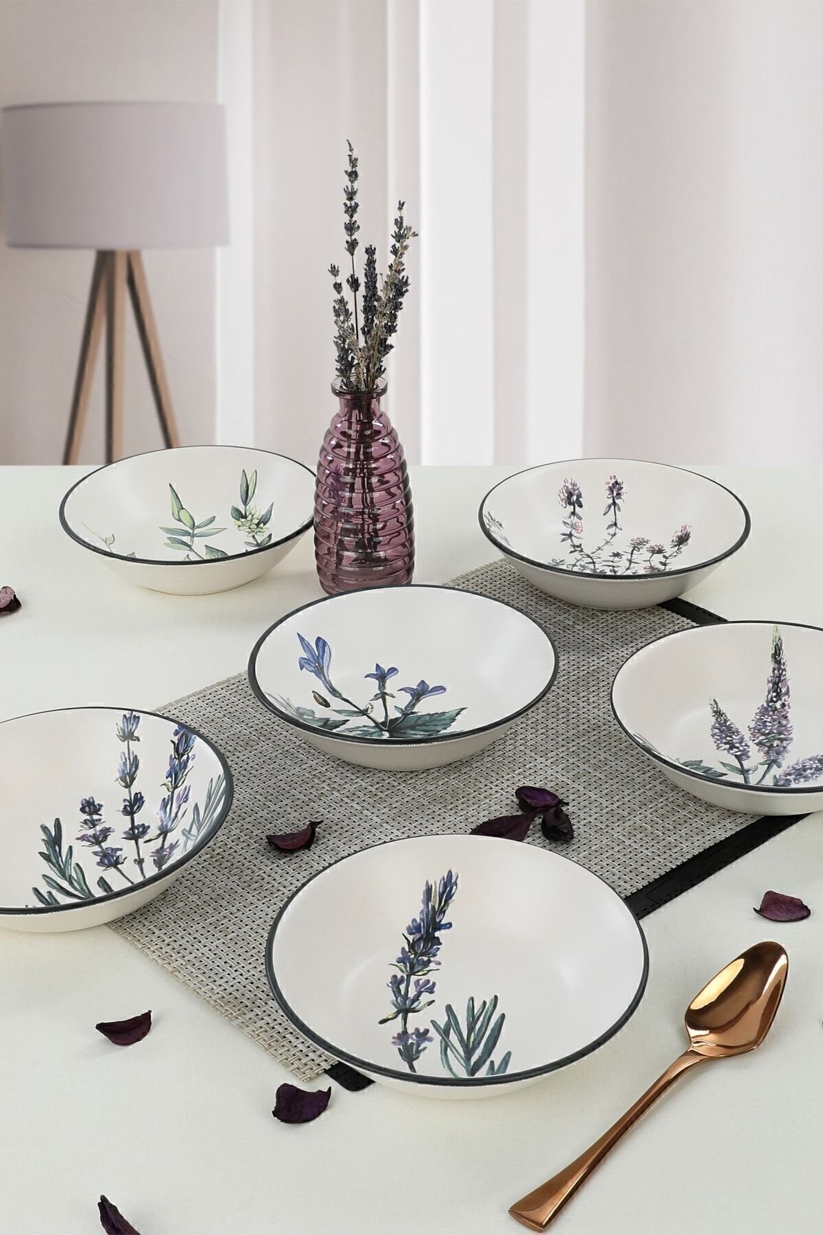 Keramika Çiçek Bahçesi Yemek Tabağı 18 Cm 6 Adet