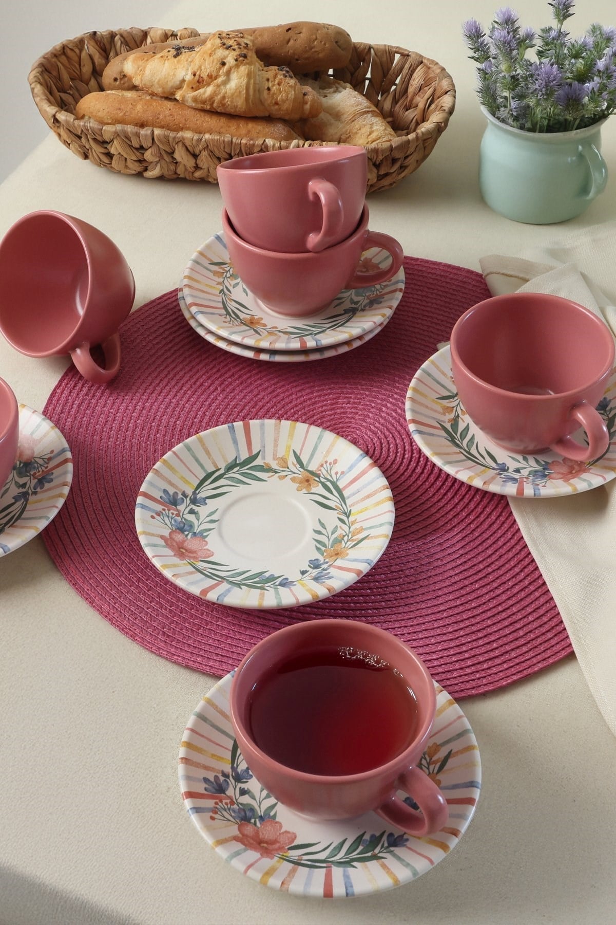 Keramika Soft Flowers Kera Çay Takımı 12 Parça 6 Kişilik 22322