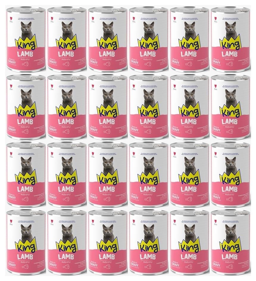 King Et Parçacıklı Kuzu Etli Yetişkin Kedi Konserve 400 Gr*24 ADET