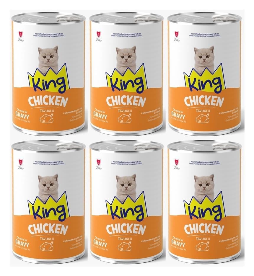 King Et Parçacıklı Tavuklu Yavru Kedi Konserve 400 Gr*6 ADET