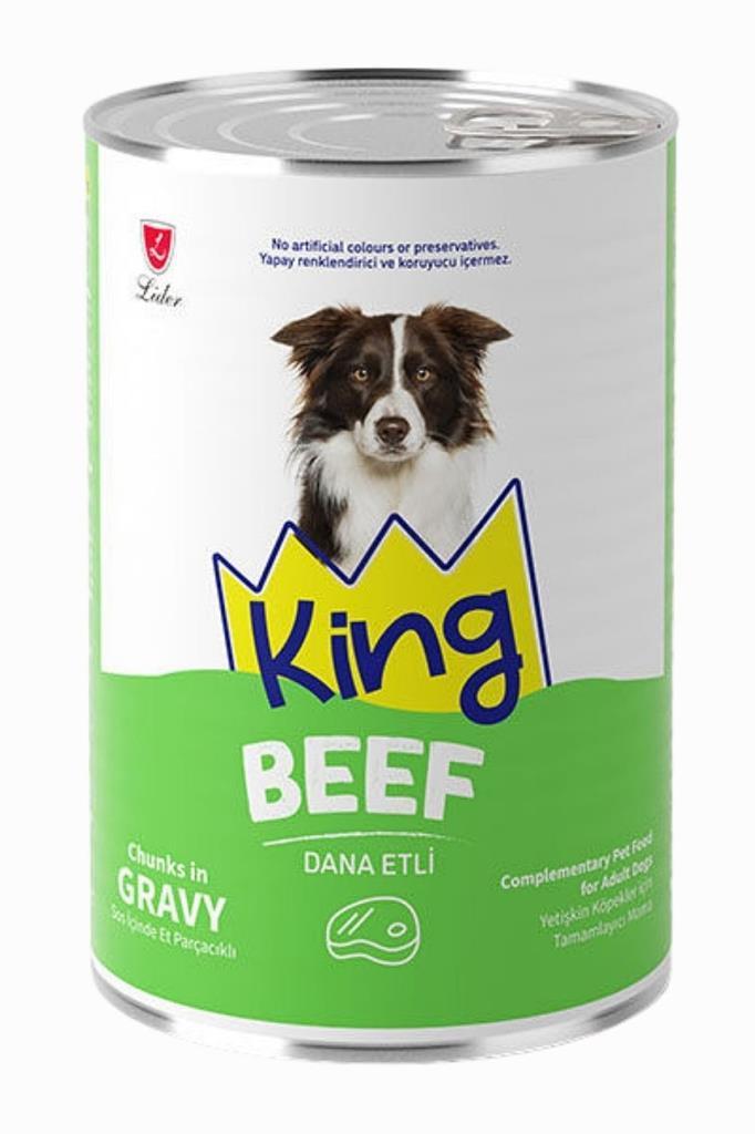 King Sos İçerisinde Et Parçacıklı Dana Etli Köpek Konservesi 400 Gr