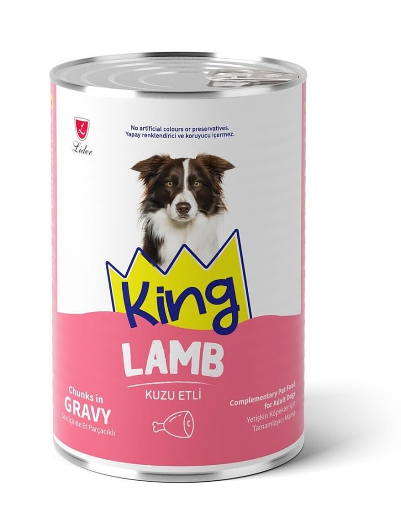 King Sos İçerisinde Et Parçacıklı Kuzu Etli Köpek Konservesi 400 Gr*20 ADET