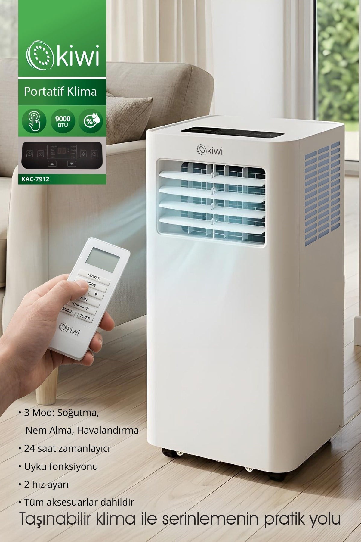 Kiwi KAC-7912 9000 BTU Kurulum Gerektirmeyen Portatif Klima