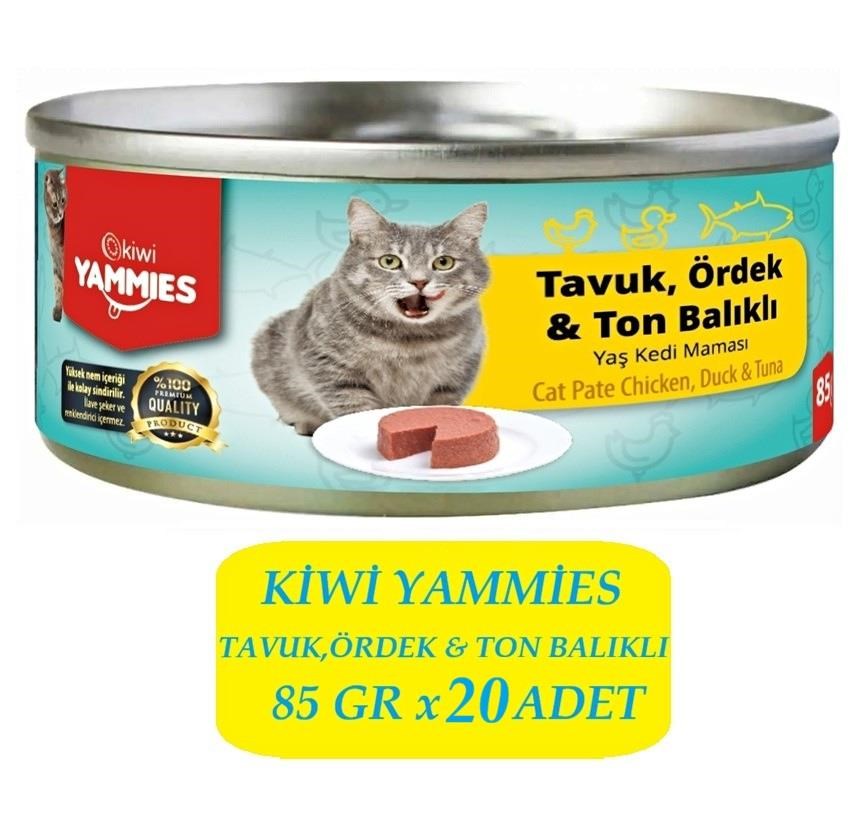 Kiwi KCM-50393 Tavuk-Ördek-Ton Balıklı Kedi Konservesi 20 Adet x 85Gr