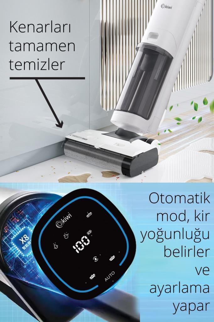Kiwi KSC-4270 Şarjlı Sesli Komutlu Islak-Kuru Süpürge ve Zemin