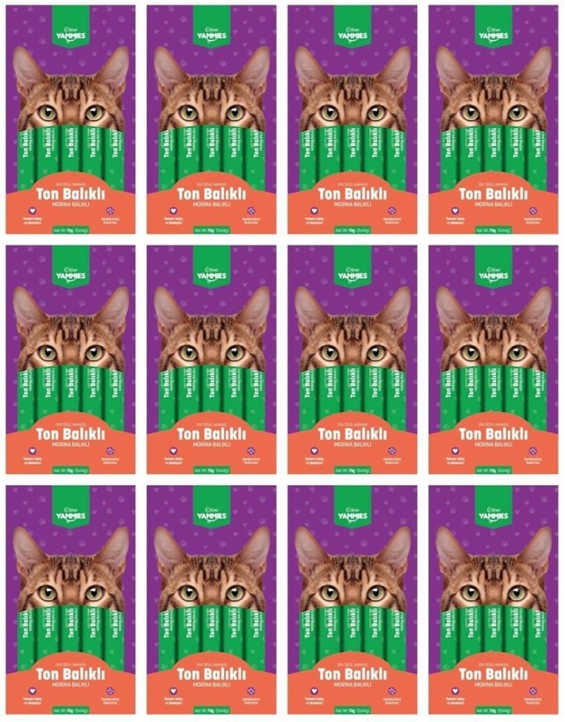 Kiwi Yammies Ton Balıklı Morina Balıklı Sıvı Kedi Ödül Maması*12 Paket