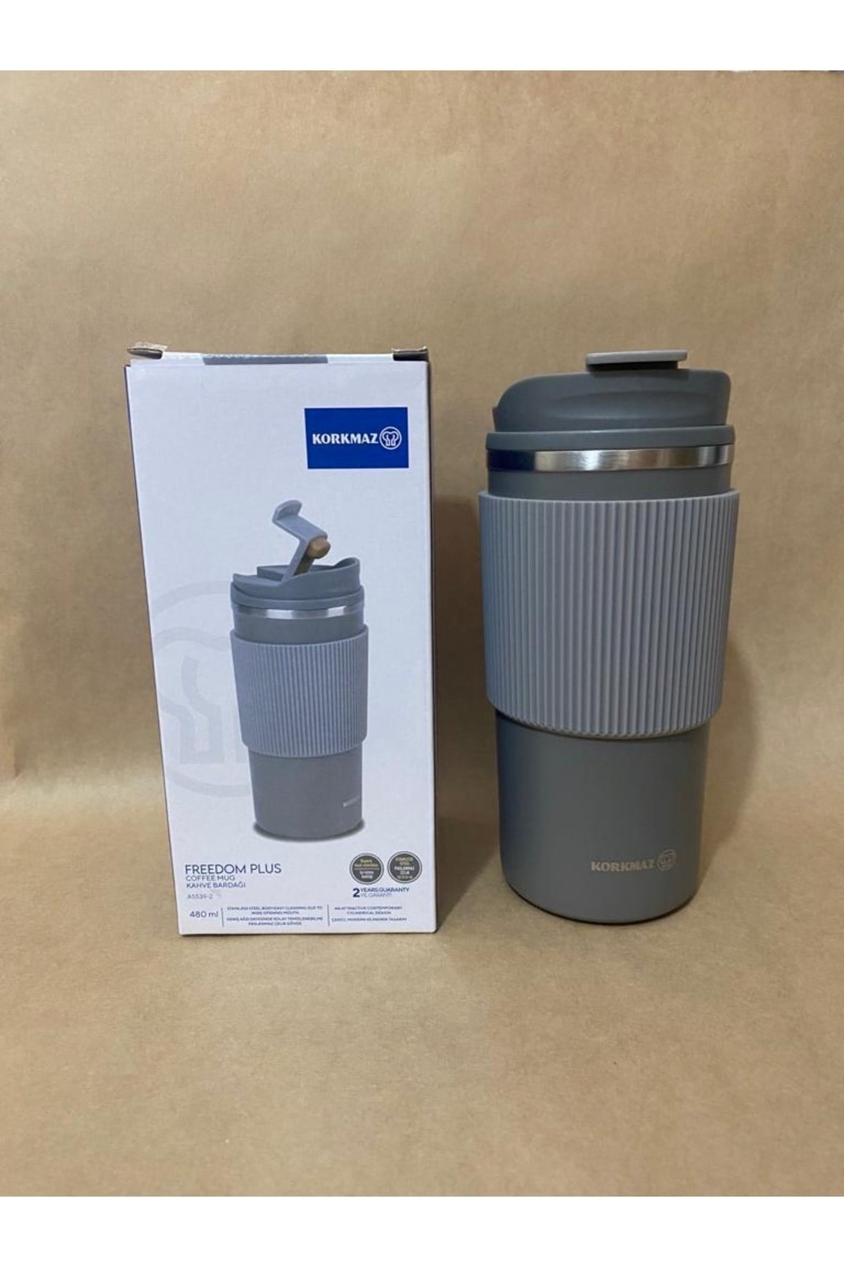 Korkmaz A5539-2  Freedom Plus Kahve Bardak Gri 480 ML