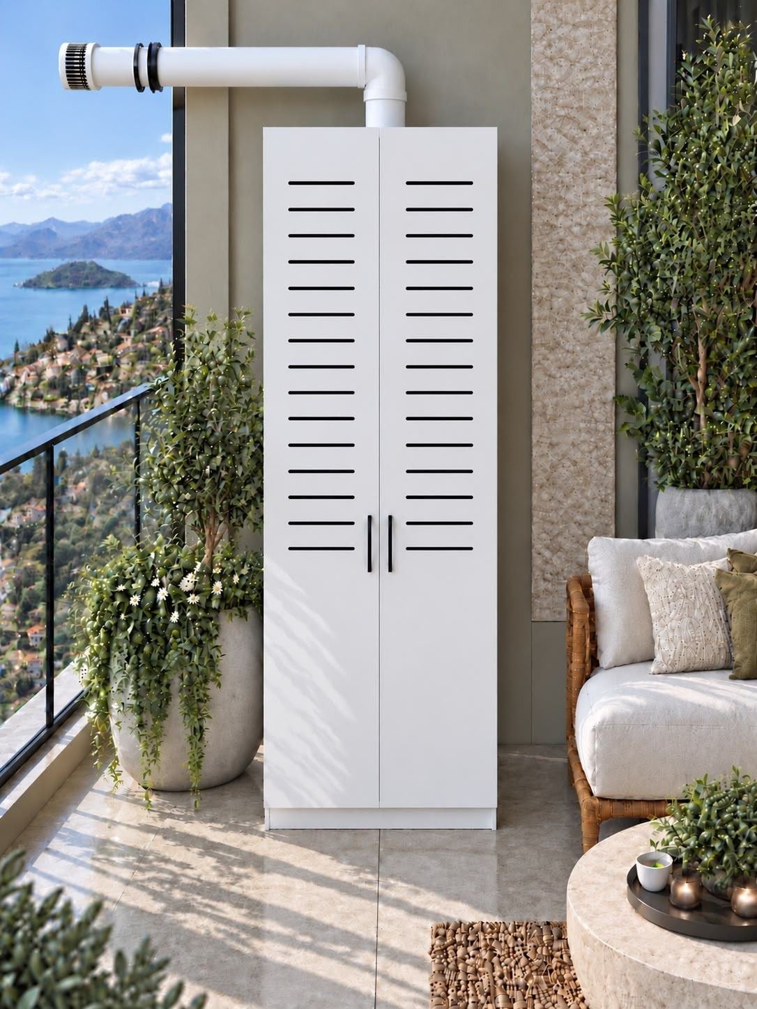 Kuzeylife Flower Çift MDF Kapaklı Kombi Dolabı