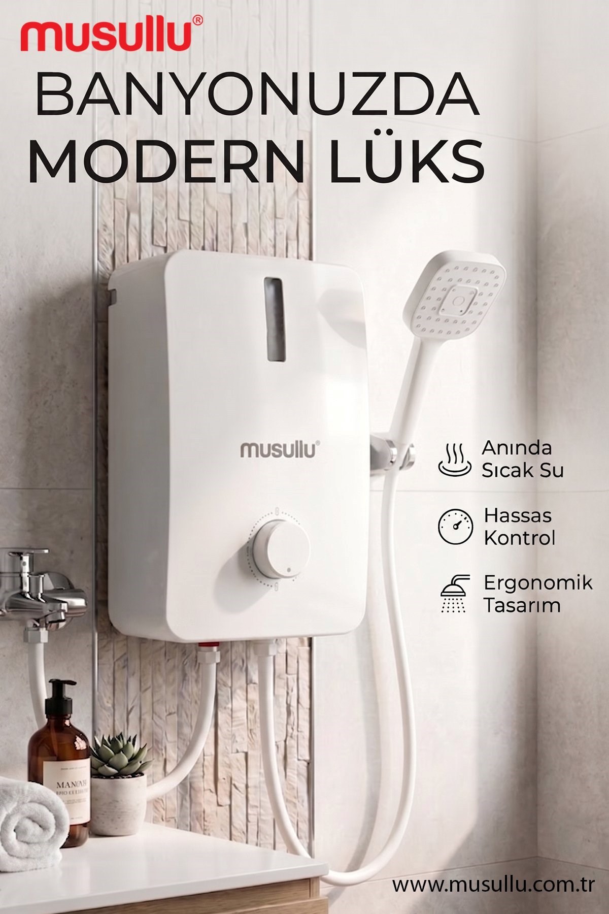 Musullu MSL-5003 7000 W Elektrikli Su Isıtıcı Şofben 