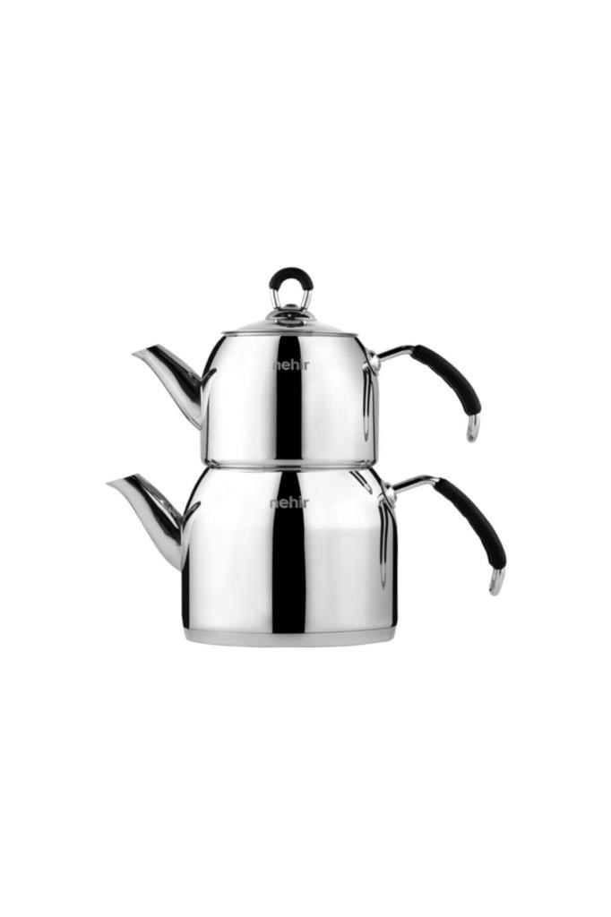 Nehir Modern Midi Orta Boy Paslanmaz Çelik Çaydanlık Takımı 1-2 Lt