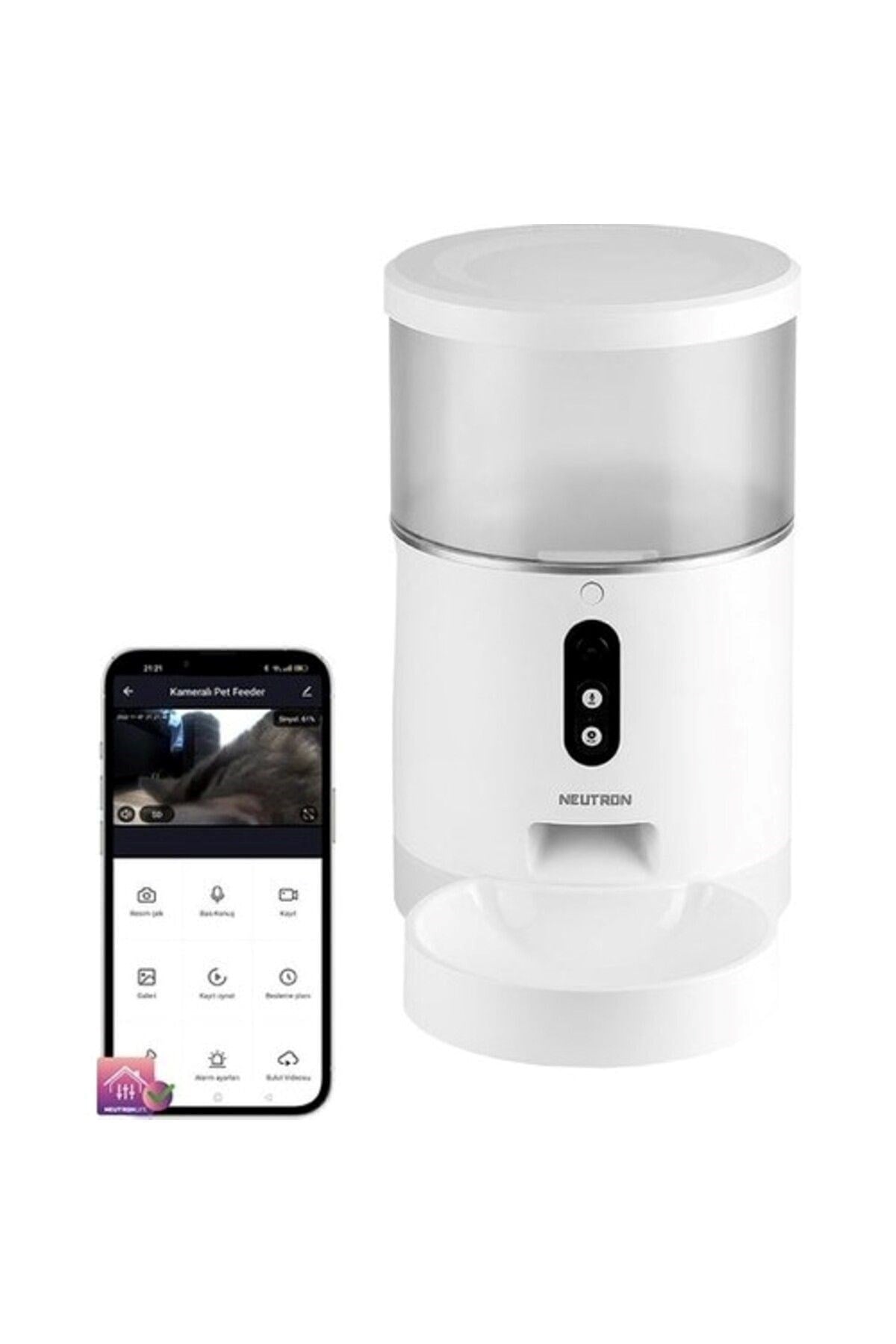 Neutron NTL-PF04L Cam Kameralı Akıllı Evcil Hayvan Mama Kabı 4LT