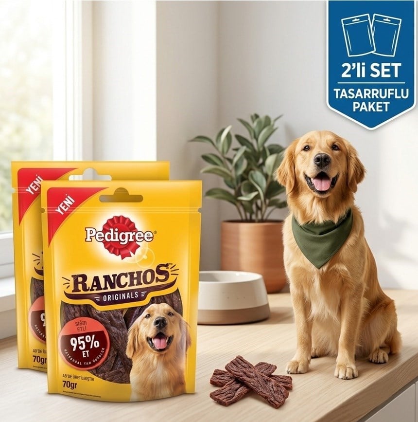 Pedigree Ranchos Jerkies Tahılsız Sığır Etli Köpek Ödül Maması 70 Gr 2'Lİ SET
