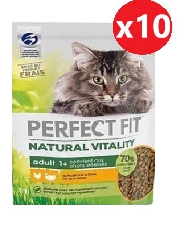 Perfect Fıt Natural Vitality Yetişkin Tavuk Hindi Aromalı Kedi Maması 1 Kg*10 Adet