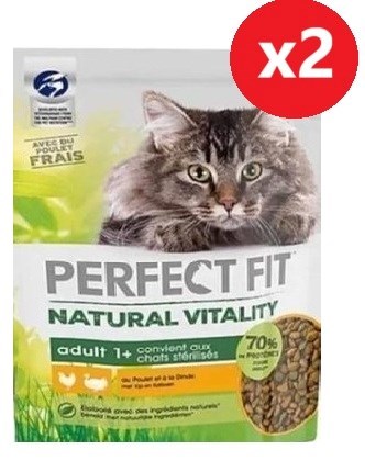 Perfect Fıt Natural Vitality Yetişkin Tavuk Hindi Aromalı Kedi Maması 1 Kg*2 Adet