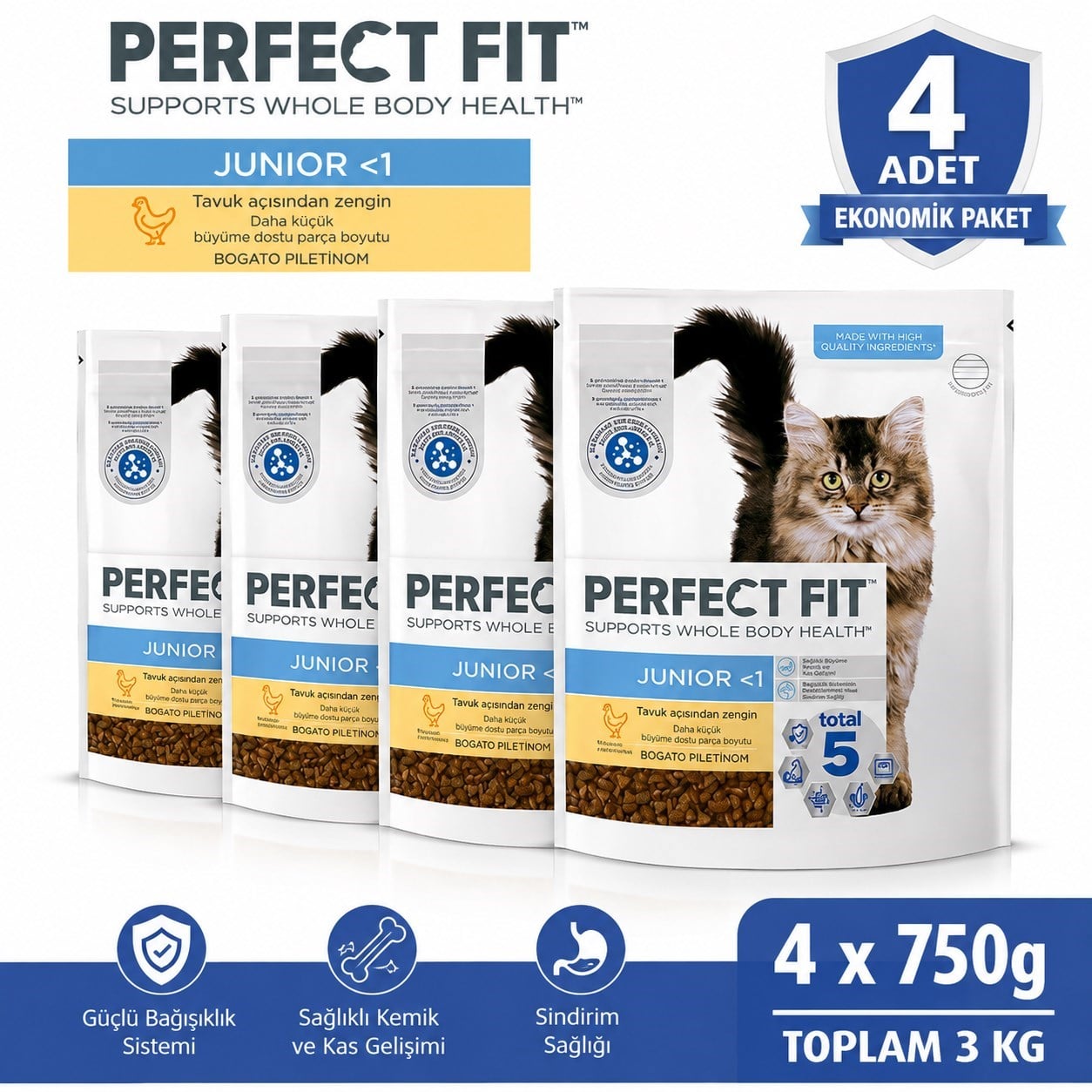 Perfect Fit Tavuklu Yavru Kedi Kedi Maması 750 gr*4 ADET