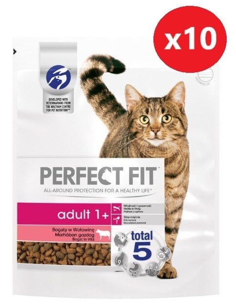 Perfect Fıt Yetişkin Sığır Etli Kuru Kedi Maması 750 Gr*10 Adet