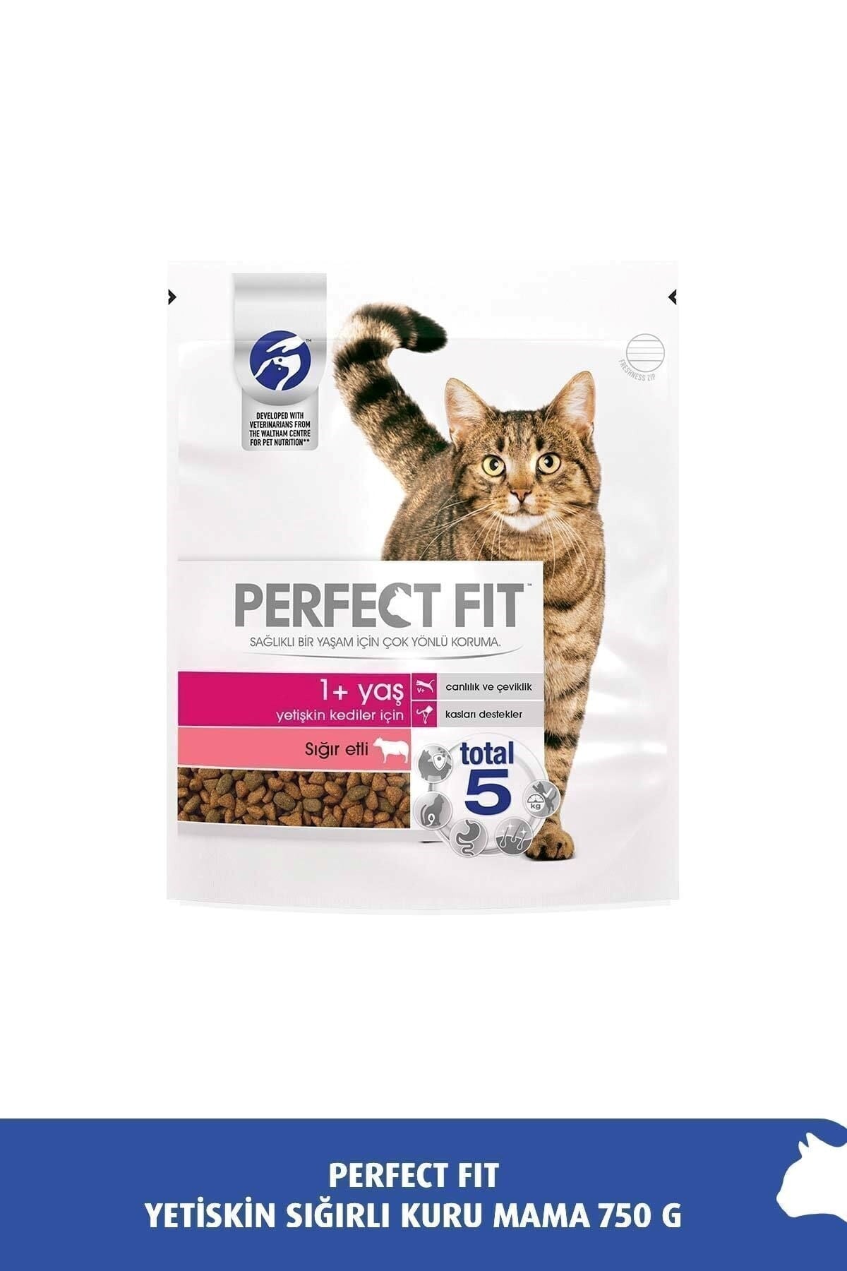 Perfect Fıt Yetişkin Sığır Etli Kuru Kedi Maması 750 Gr