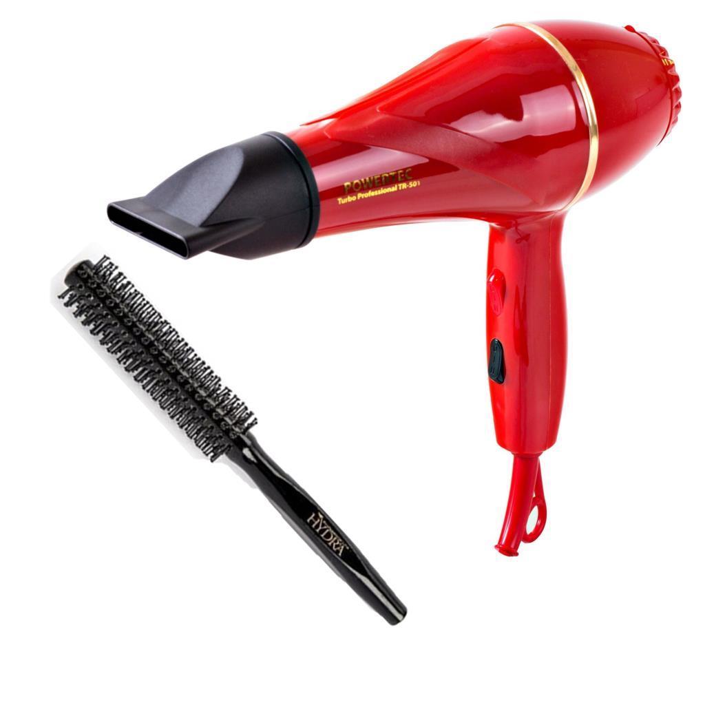 Powertec TR-501 Profesyonel Fön Makinesi Kırmızı + Hydra Berber Fön Fırçası