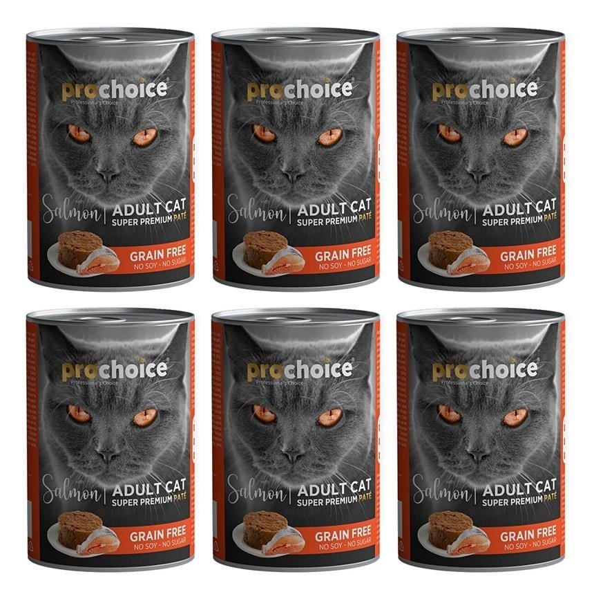 Pro Choice Somon Etli Sekersiz Tahilsiz Ezme Yetiskin Kedi Konservesi 400gr*6 ADET