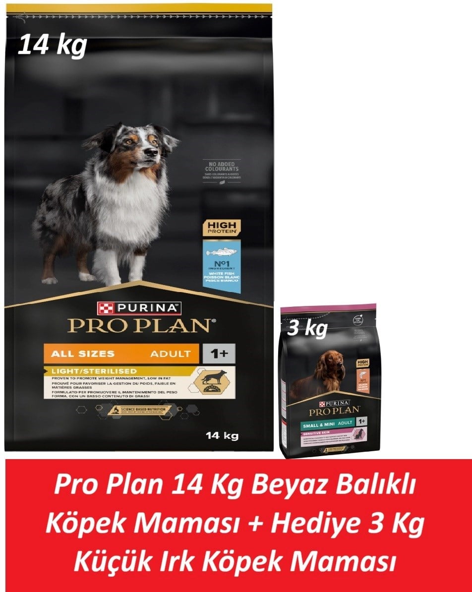 Pro Plan 14 Kg Beyaz Balıklı Köpek Maması + Hediye 3 Kg Küçük Irk Köpek Maması
