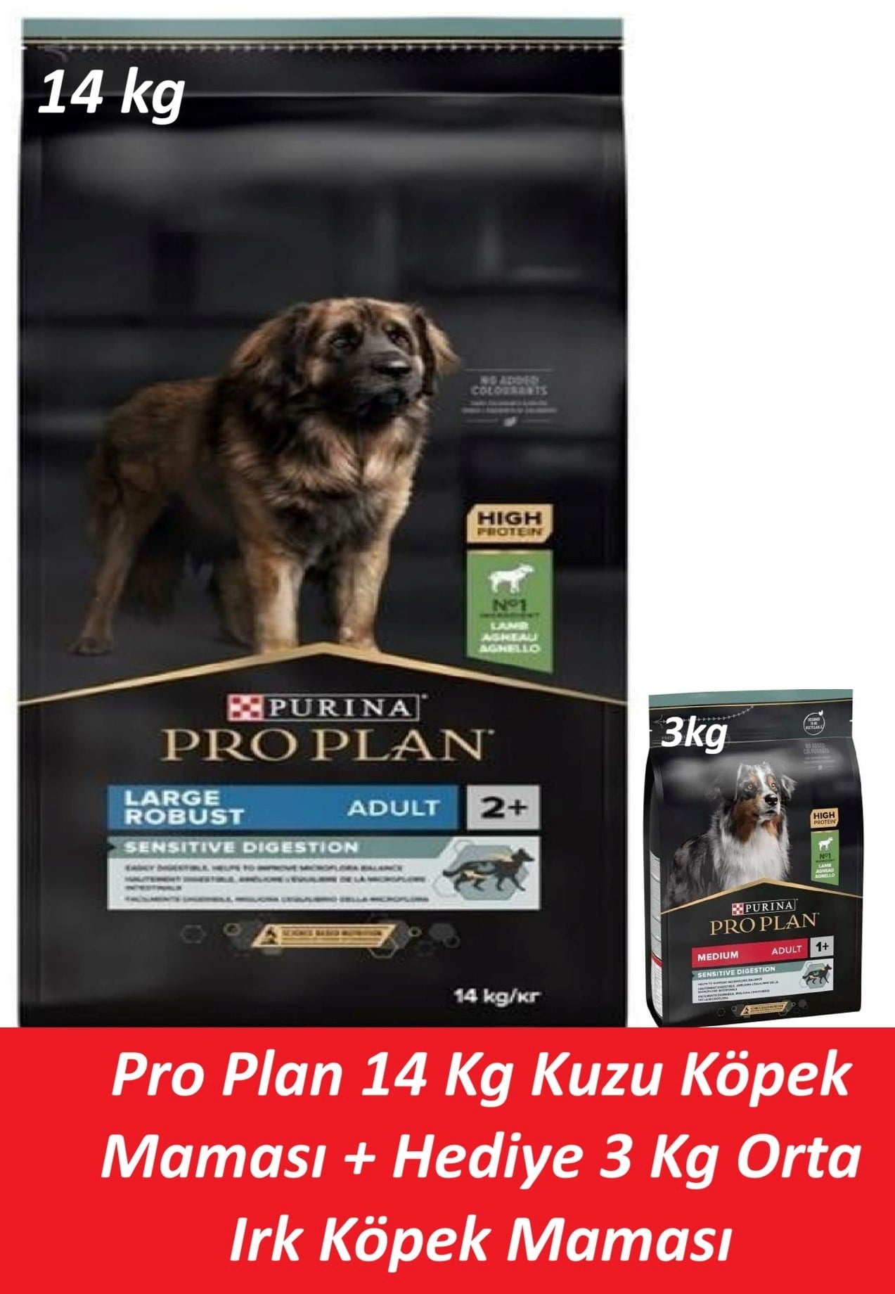 Pro Plan 14 Kg Kuzu Köpek Maması + Hediye 3 Kg Orta Irk Köpek Maması