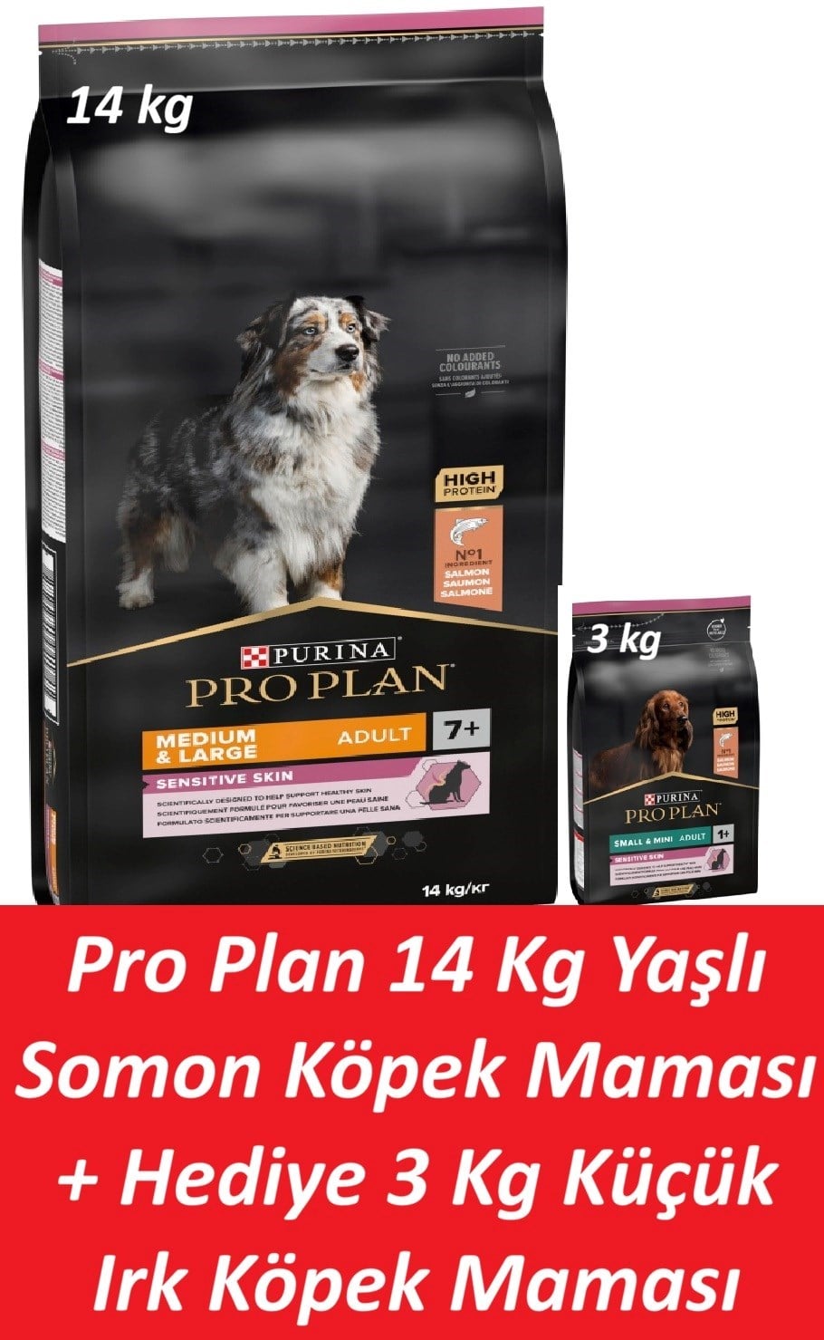 Pro Plan 14 Kg Yaşlı Somon Köpek Maması + Hediye 3 Kg Küçük Irk Köpek Maması