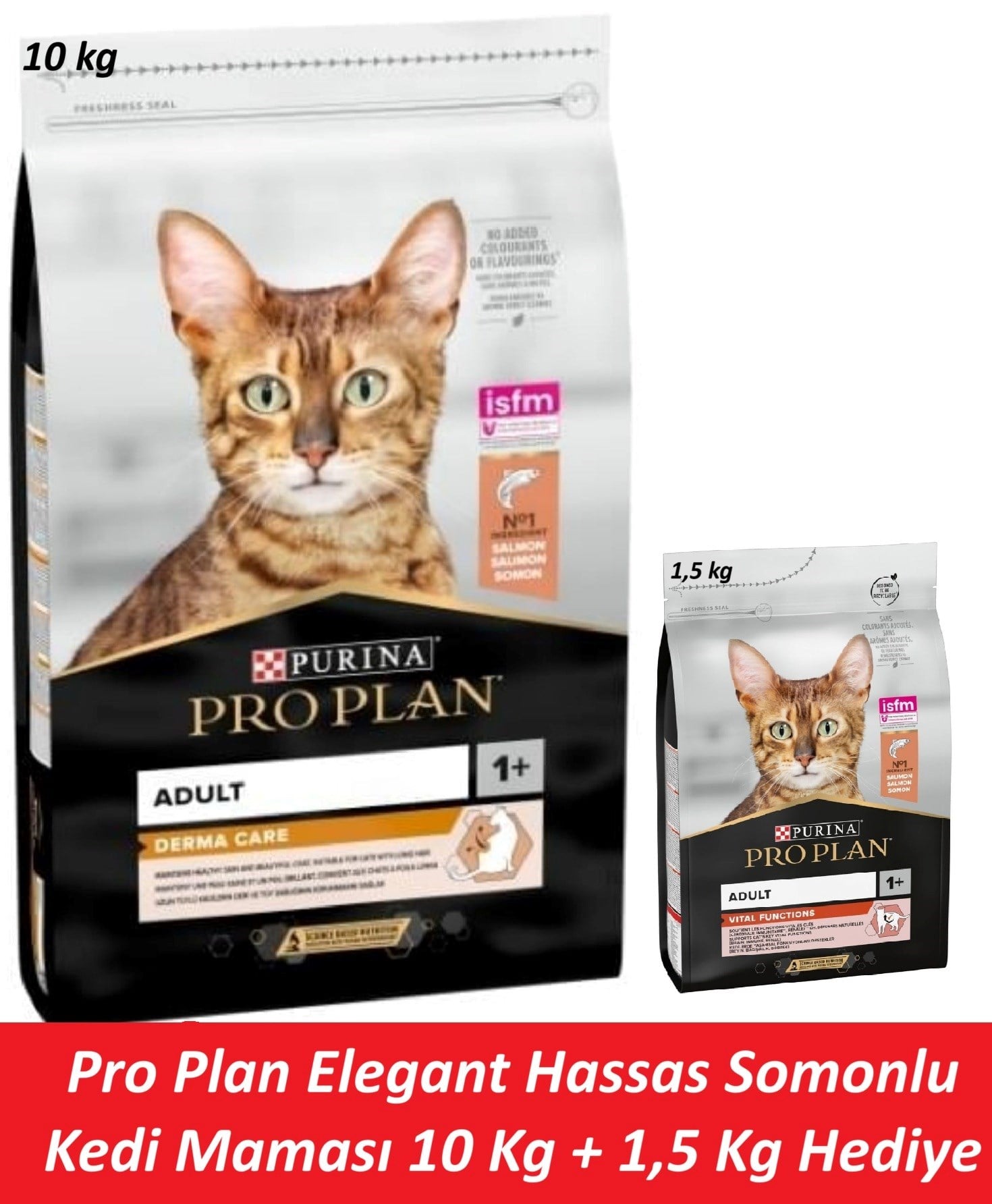 Pro Plan Elegant Hassas Somonlu Kedi Maması 10 Kg + 1,5 Kg Hediye